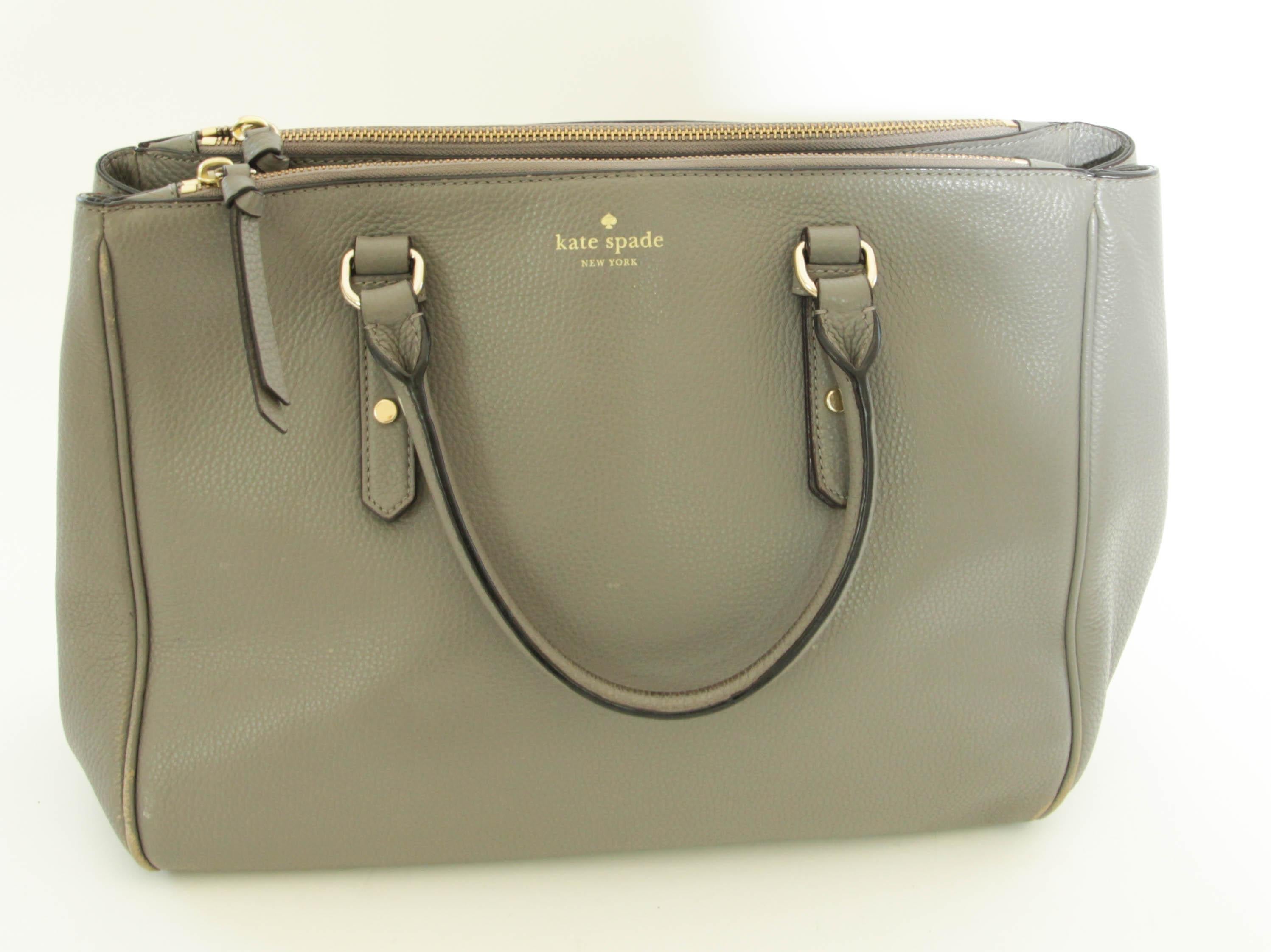 Kate Spade New York Mulberry Street Grey Pebbled Leather Large Tote For Sale 9