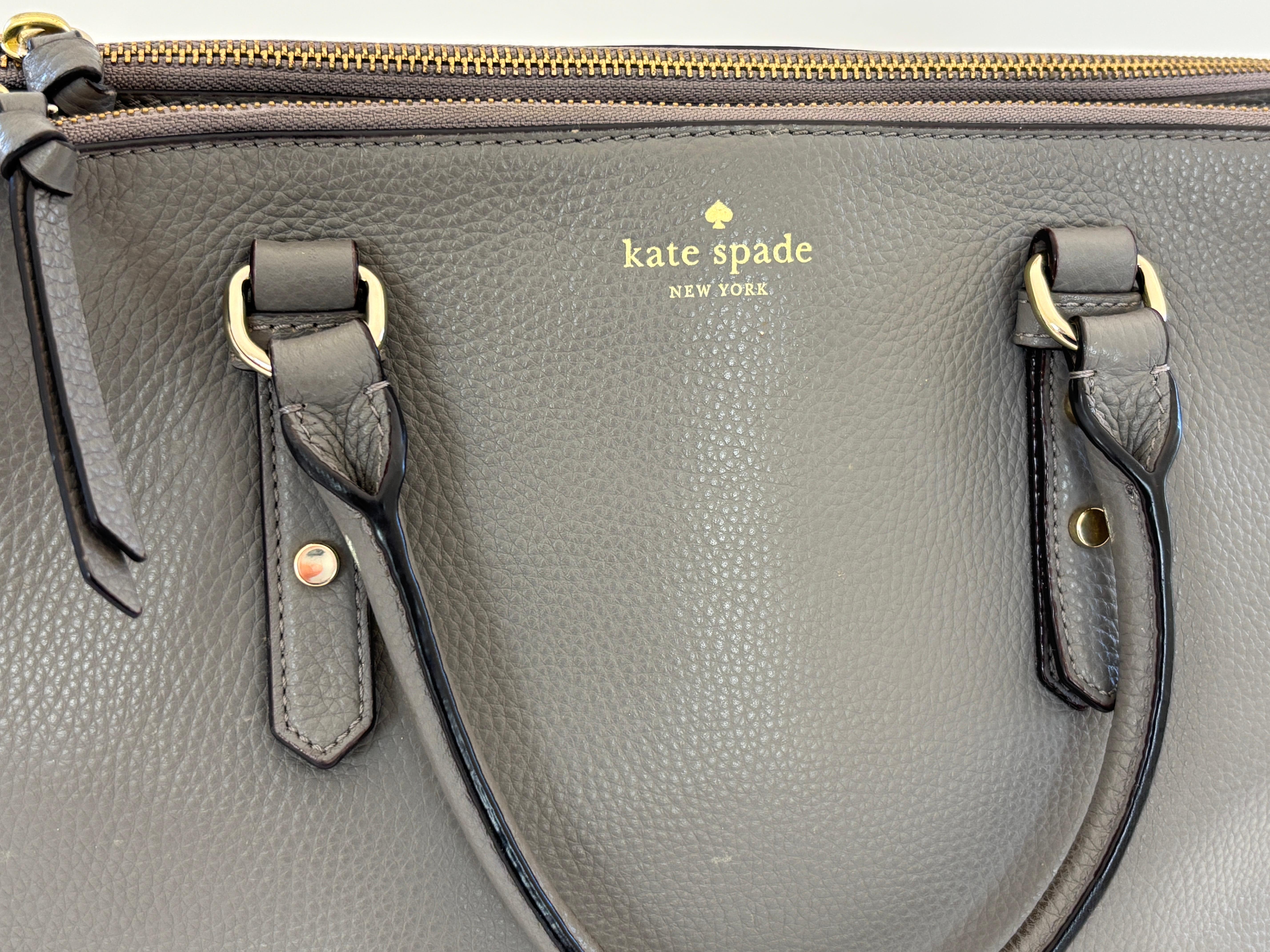 Kate Spade New York Mulberry Street Grey Pebbled Leather Large Tote For Sale 11