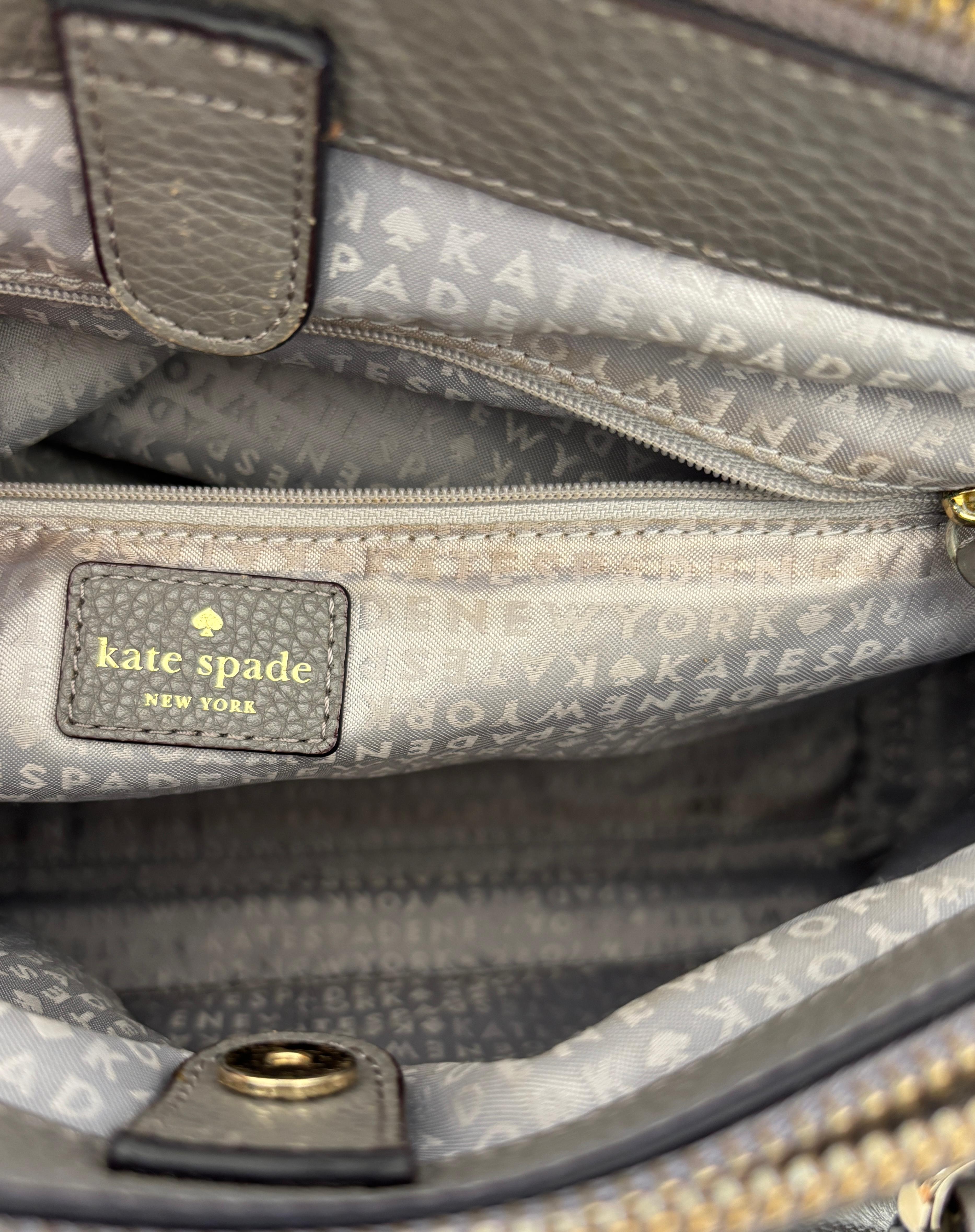 Kate Spade New York Mulberry Street Grey Pebbled Leather Large Tote For Sale 12