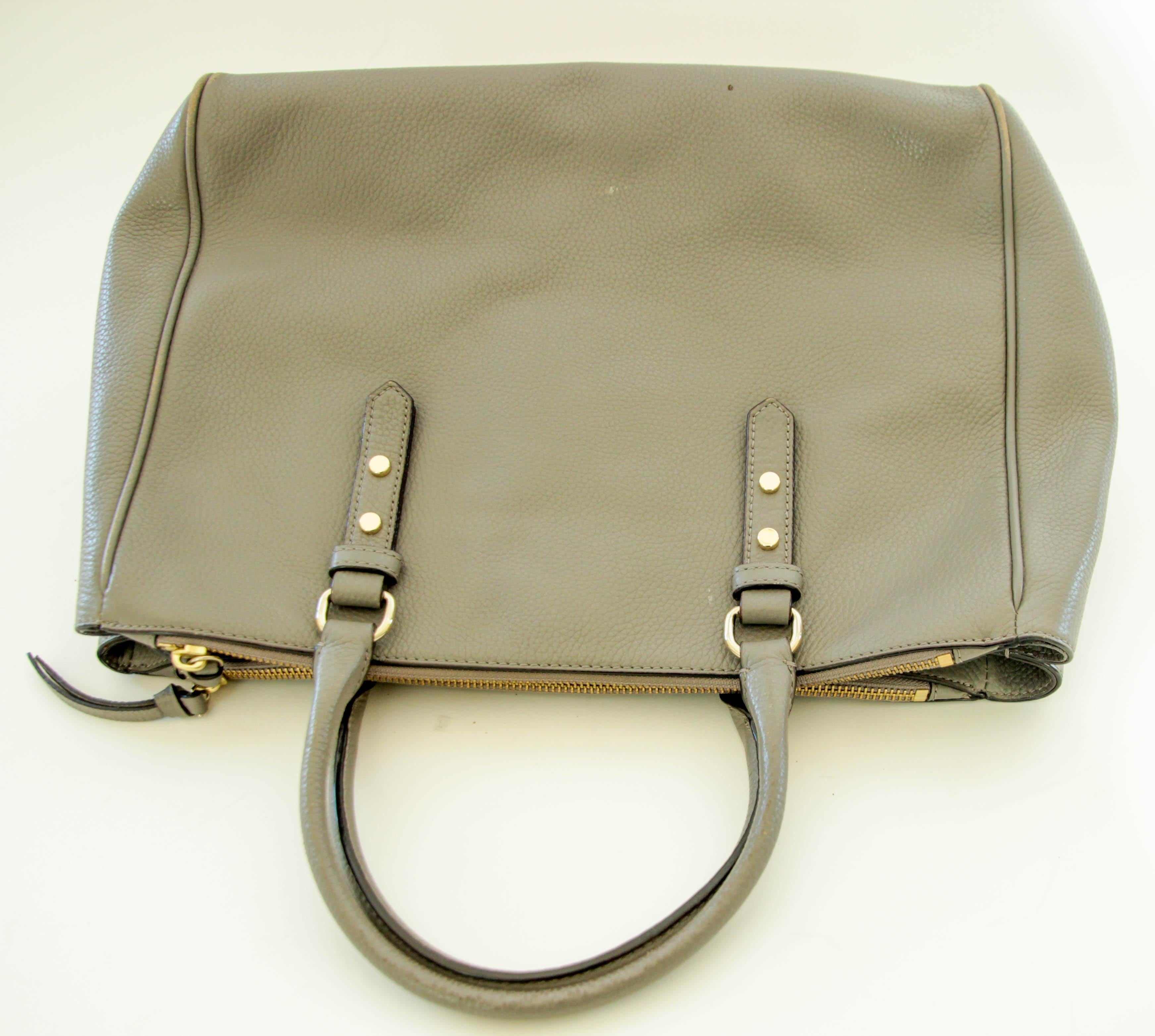 Kate Spade New York Mulberry Street Grey Pebbled Leather Large Tote For Sale 2