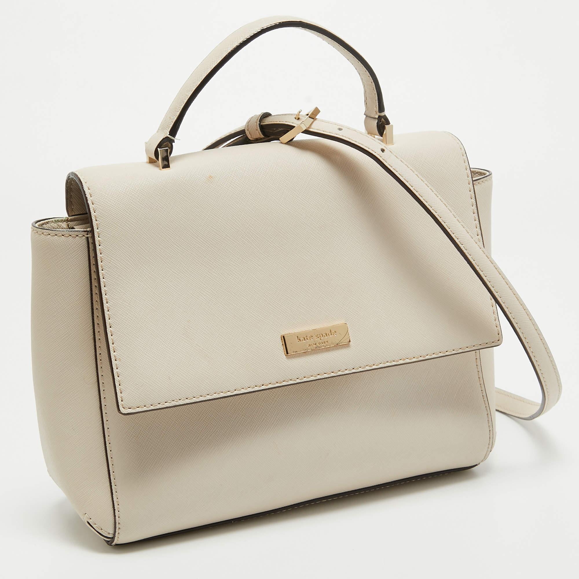 Kate Spade Off White Leather Charline Arbour Hill Top Handle Bag In Good Condition For Sale In Dubai, Al Qouz 2
