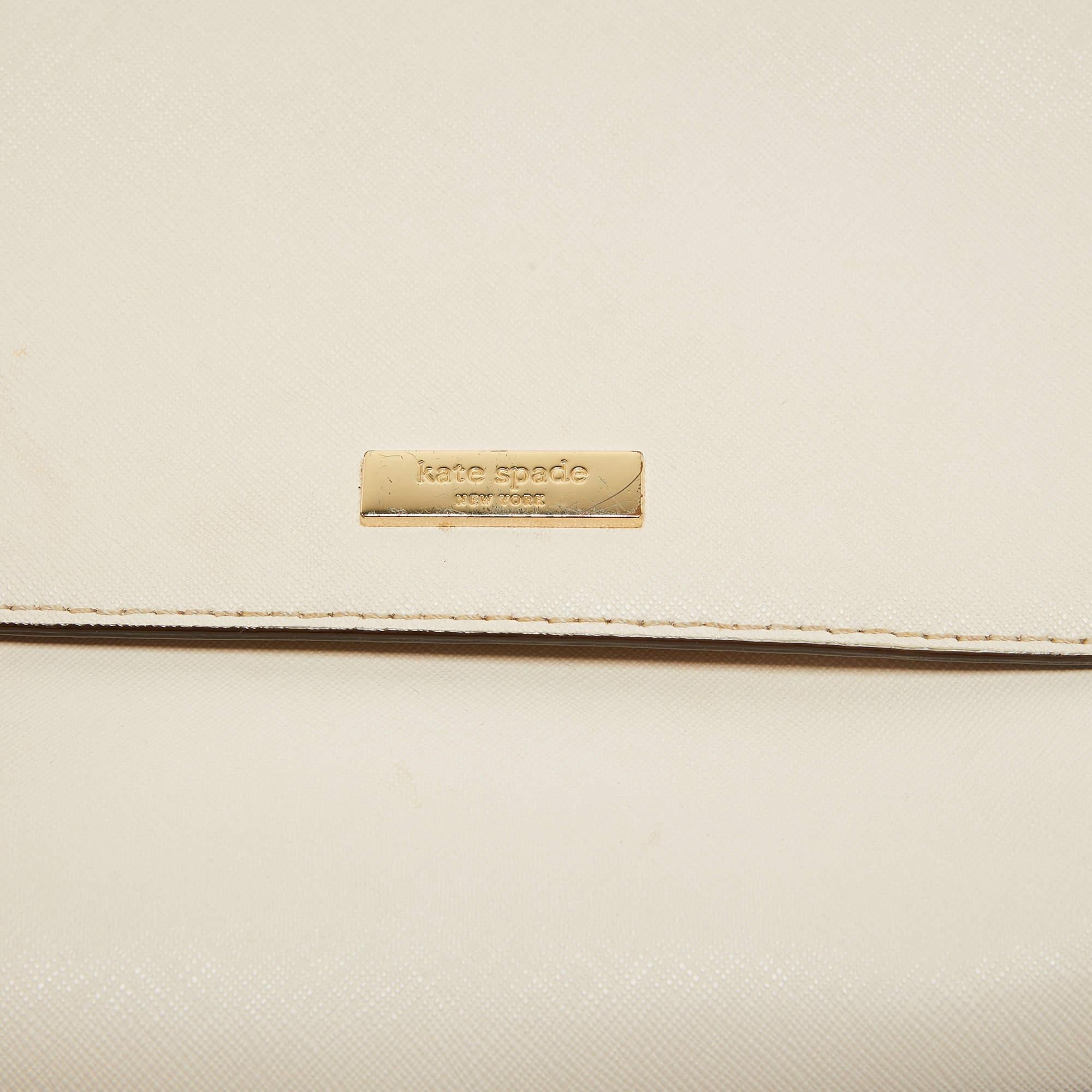 Kate Spade Off White Leather Charline Arbour Hill Top Handle Bag For Sale 3