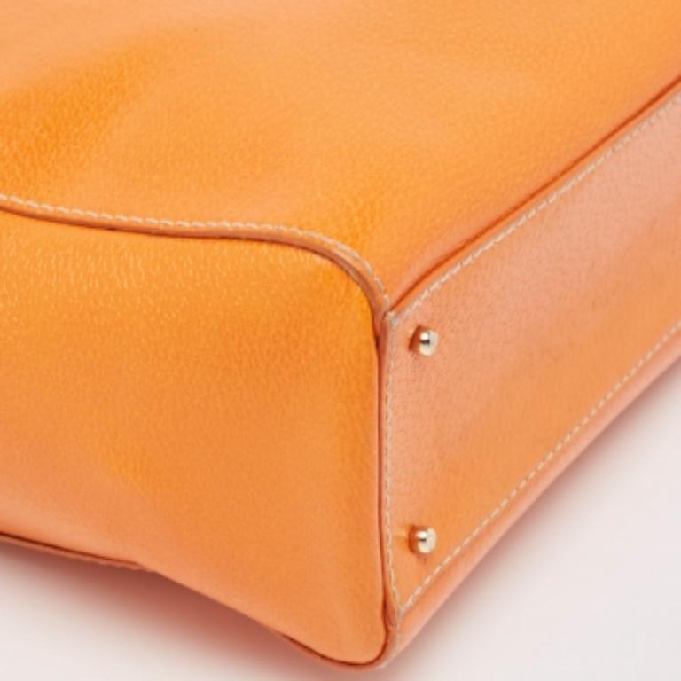 Kate Spade Orange Leder Middle Zip Tote im Zustand „Gut“ im Angebot in Dubai, Al Qouz 2