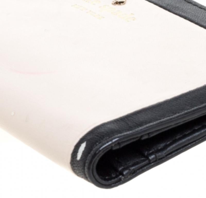 Women's Kate Spade Pink/Black Leather Long Bifold Wallet For Sale