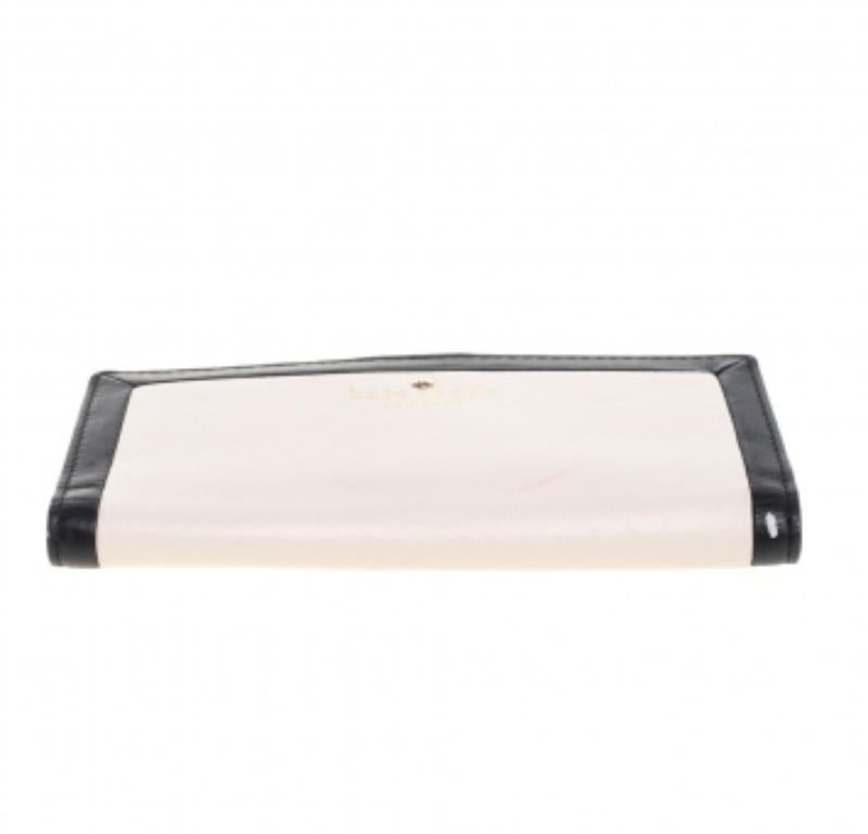 Kate Spade Pink/Black Leather Long Bifold Wallet For Sale 1