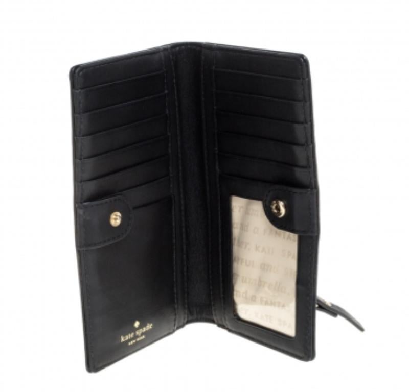 Kate Spade Pink/Black Leather Long Bifold Wallet For Sale 3