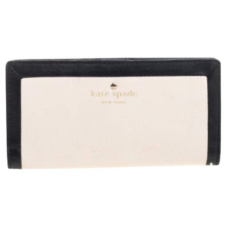 Kate Spade Pink/Black Leather Long Bifold Wallet For Sale