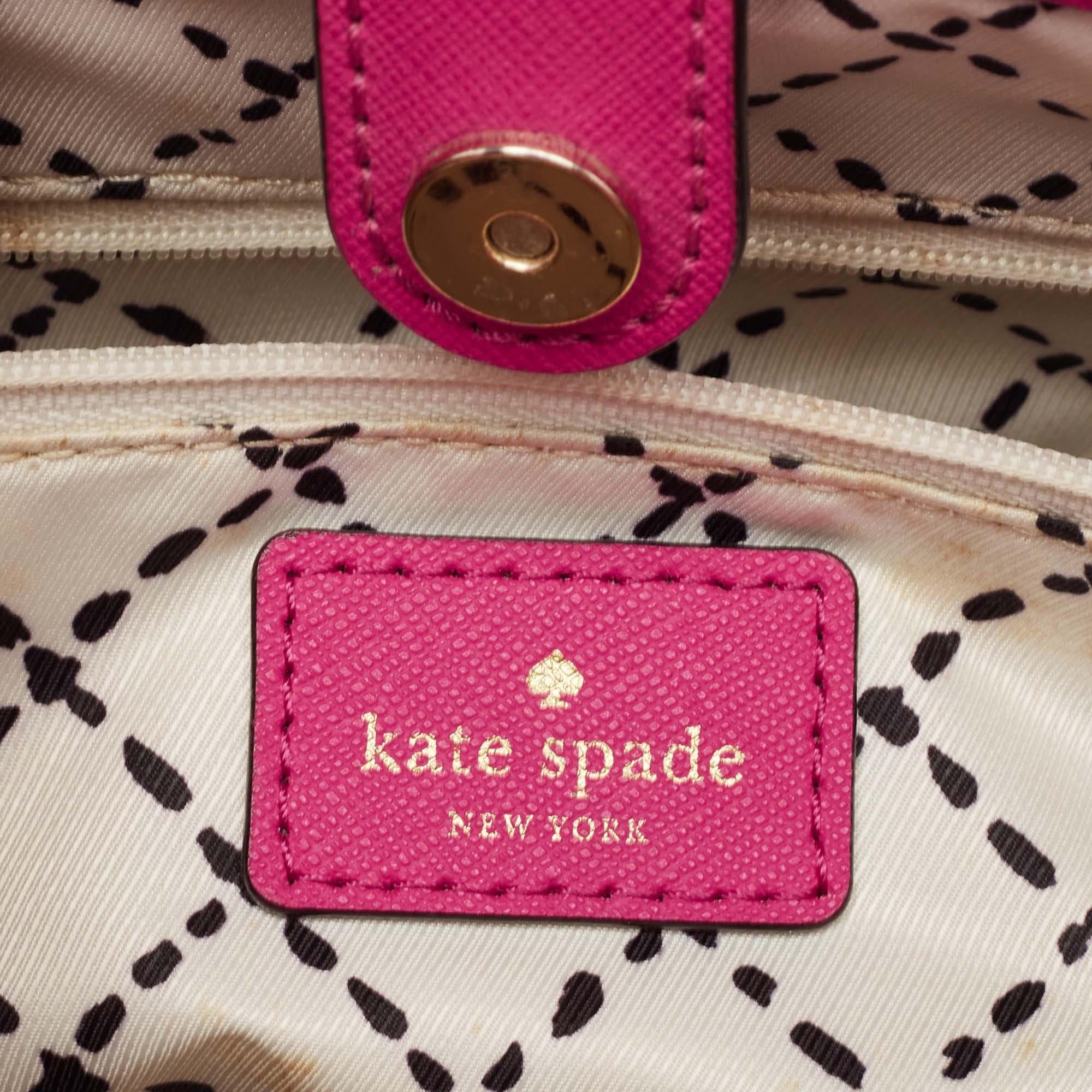 Kate Spade Pink Leather Newberry Lane Loden Tote For Sale 5