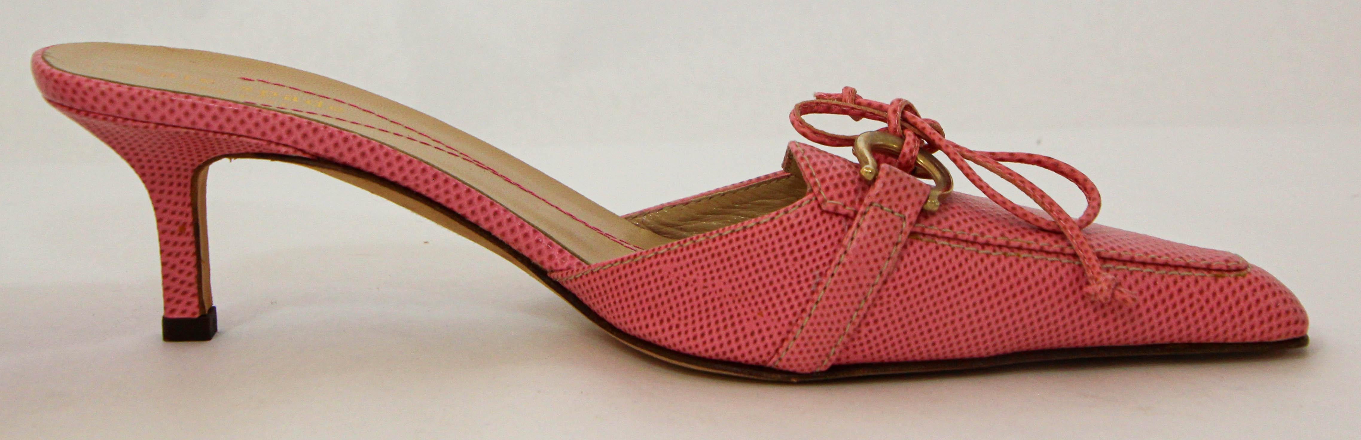 Orange Kate Spade Pink Leather Women Mule Size 7 For Sale