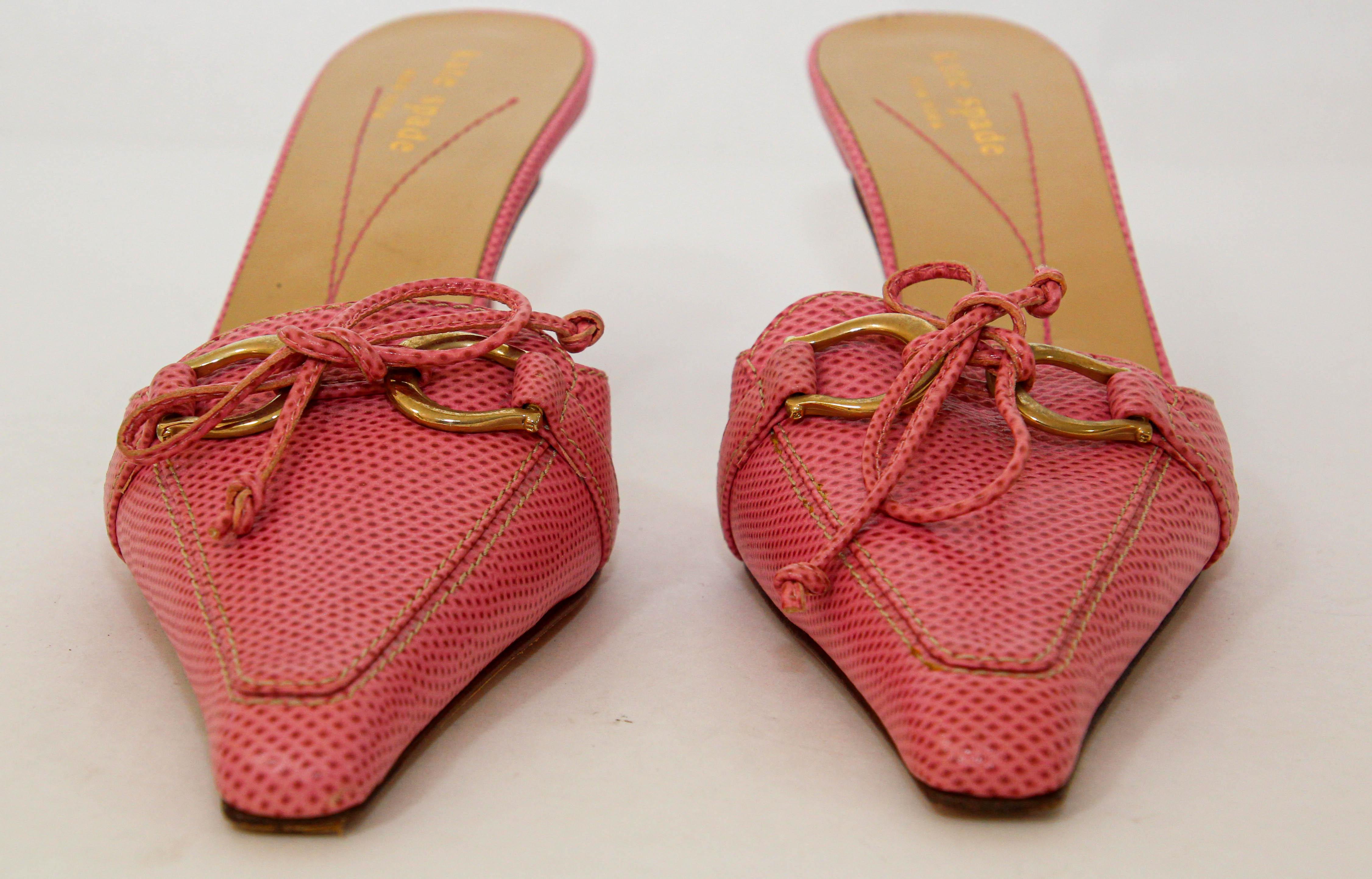 Kate Spade Pink Leather Women Mule Size 7 For Sale 1