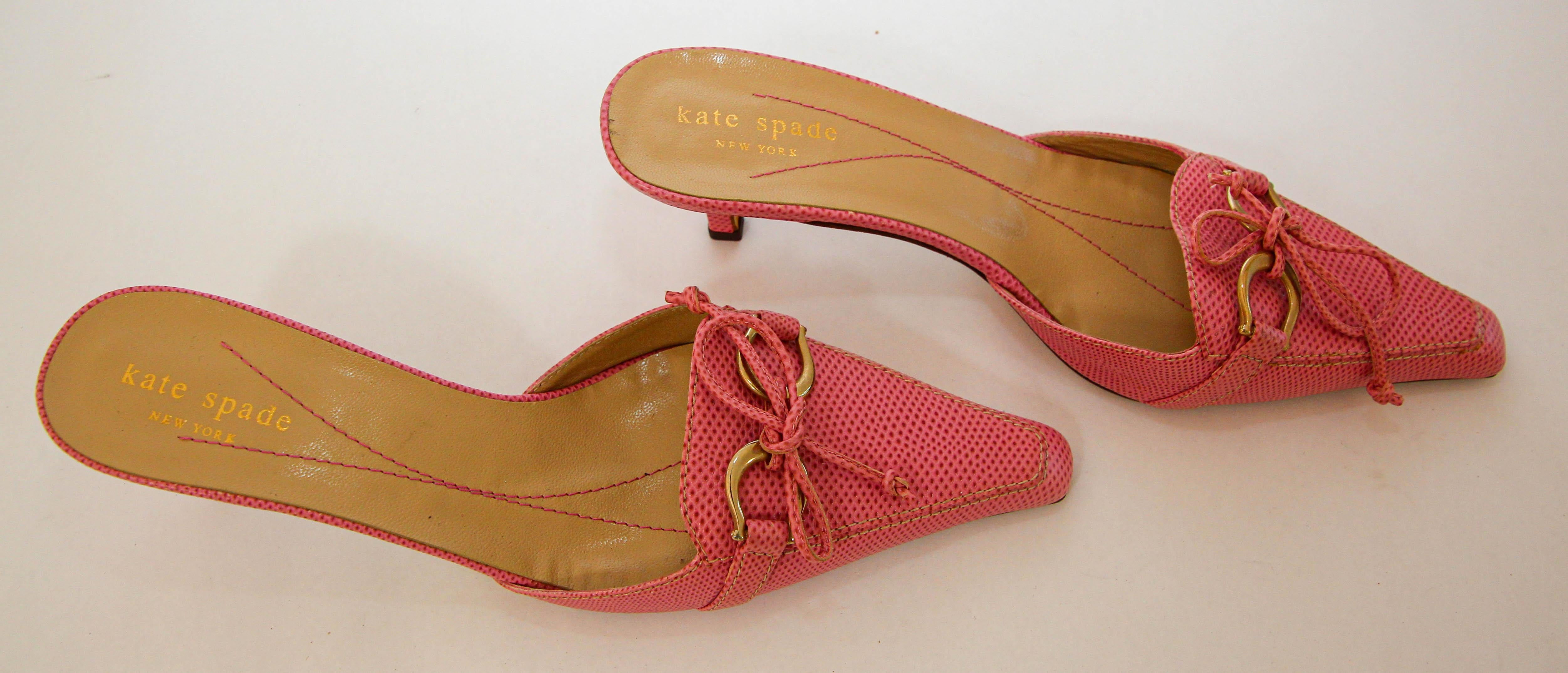 Kate Spade Pink Leather Women Mule Size 7 For Sale 2