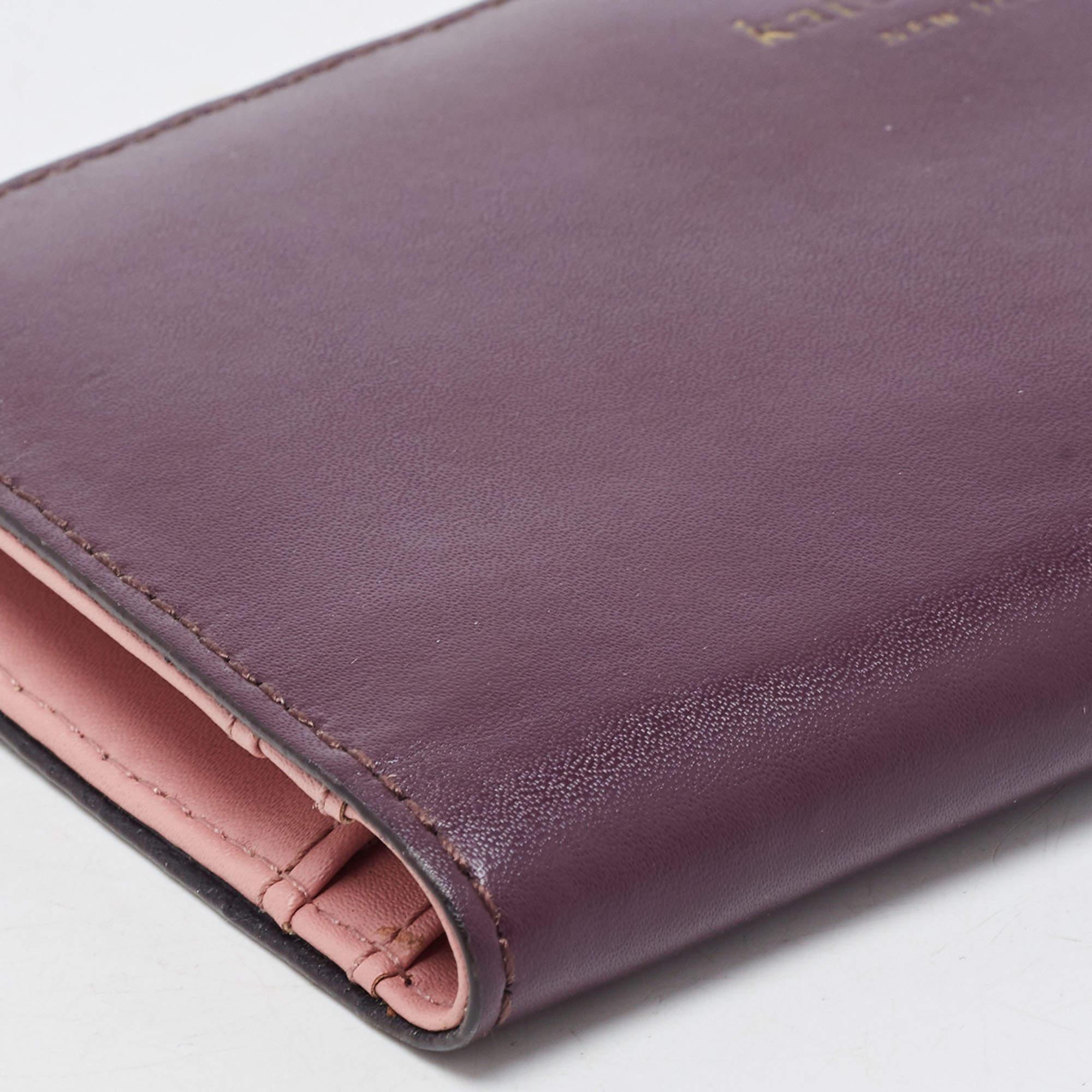 Kate Spade Purple/Pink Leather Adel Bifold Wallet For Sale 4