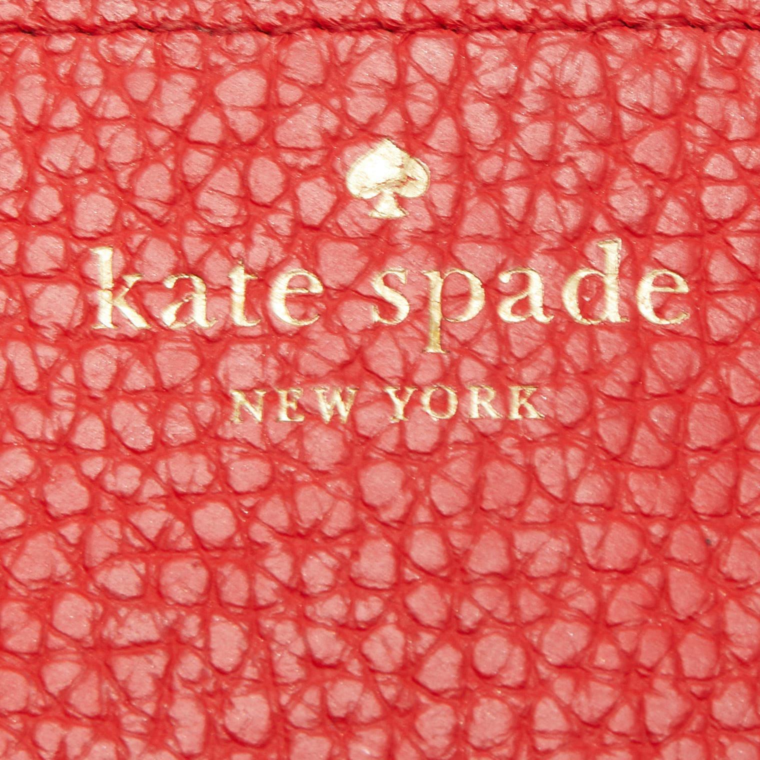 Kate Spade Rote Leder-Clutch mit doppeltem Reißverschluss im Angebot 5
