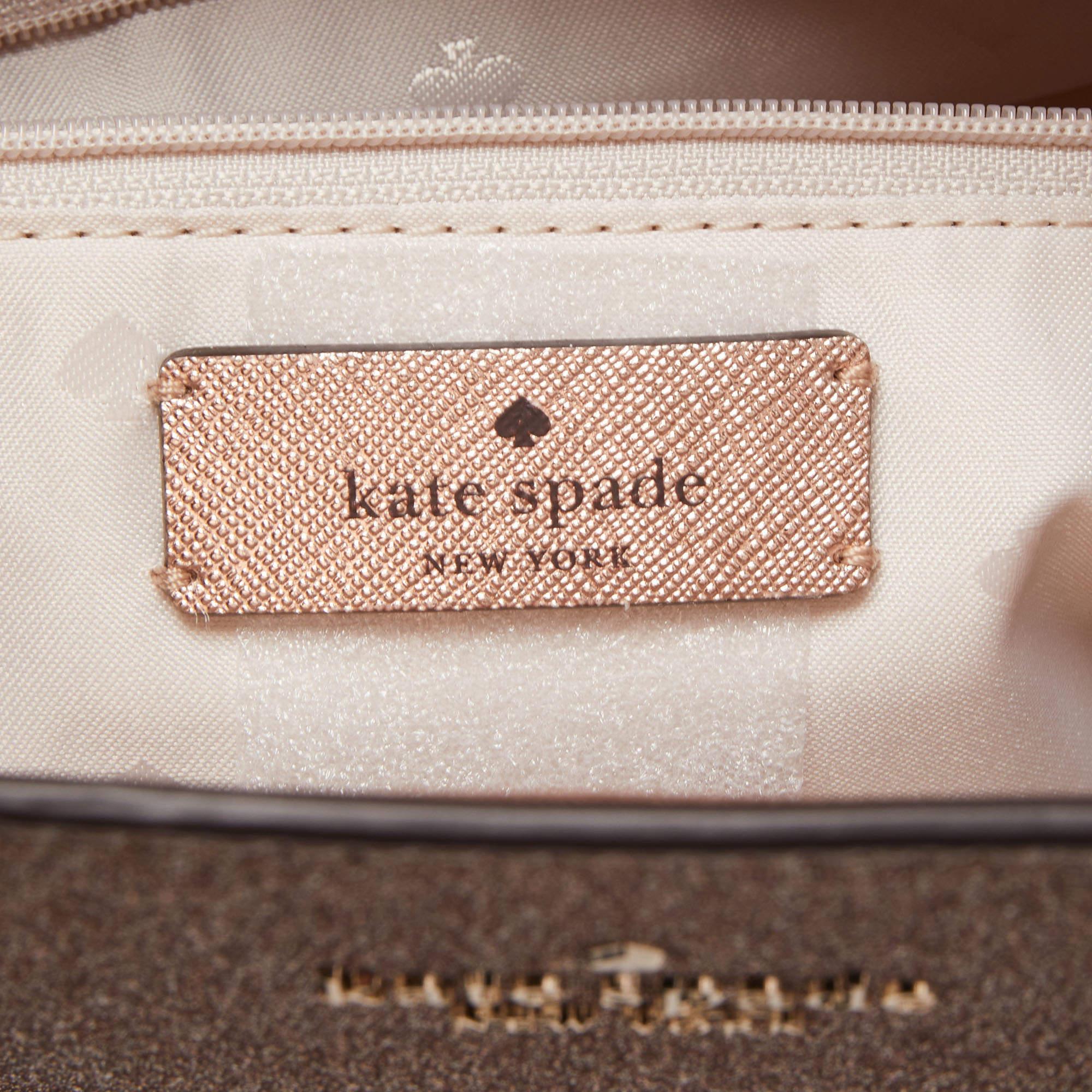 Kate Spade Rose Gold Glitter Fabric and Leather Tinsel Tote 1