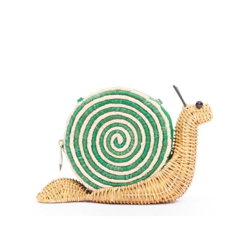 Donna Kate Spade Spring Forward Wicker Snail, pochette in paglia e rattan con tracolla in rafia in vendita