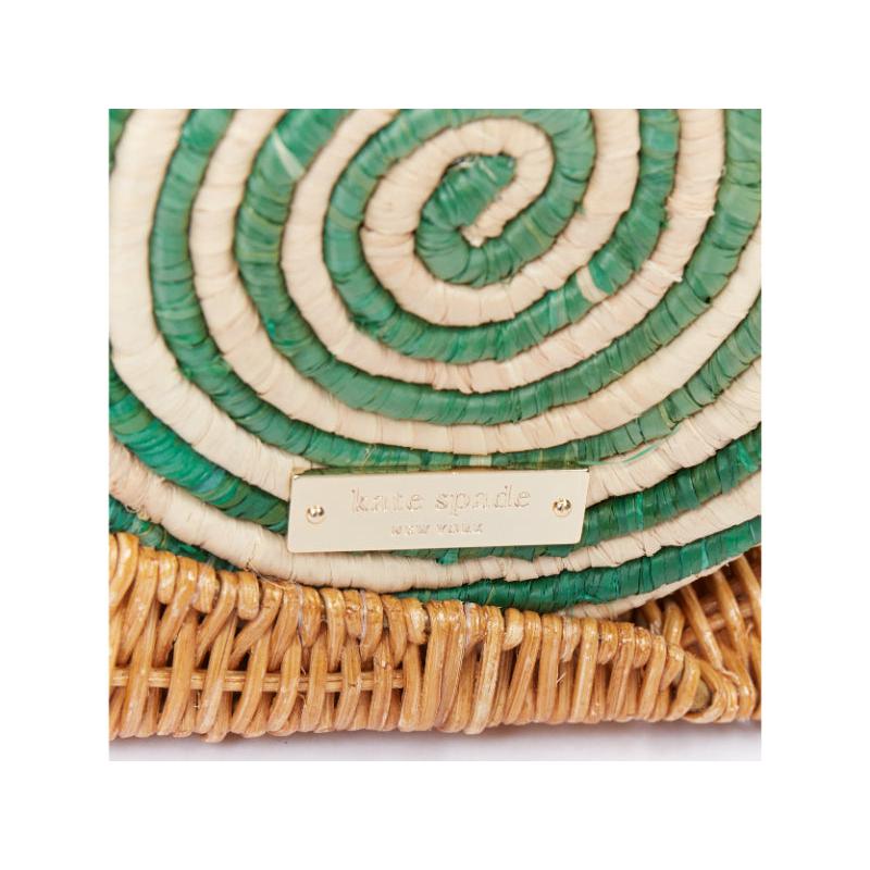 Kate Spade Spring Forward Wicker Snail, pochette in paglia e rattan con tracolla in rafia in vendita 3