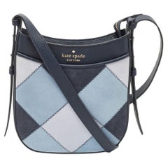 Kate Spade Tri Tone Blue Quilted Leather and Suede North South Leila Crossbody 