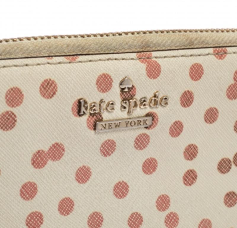 Portefeuille zippé Kate Spade White/Red Polka Dots Pour femmes en vente
