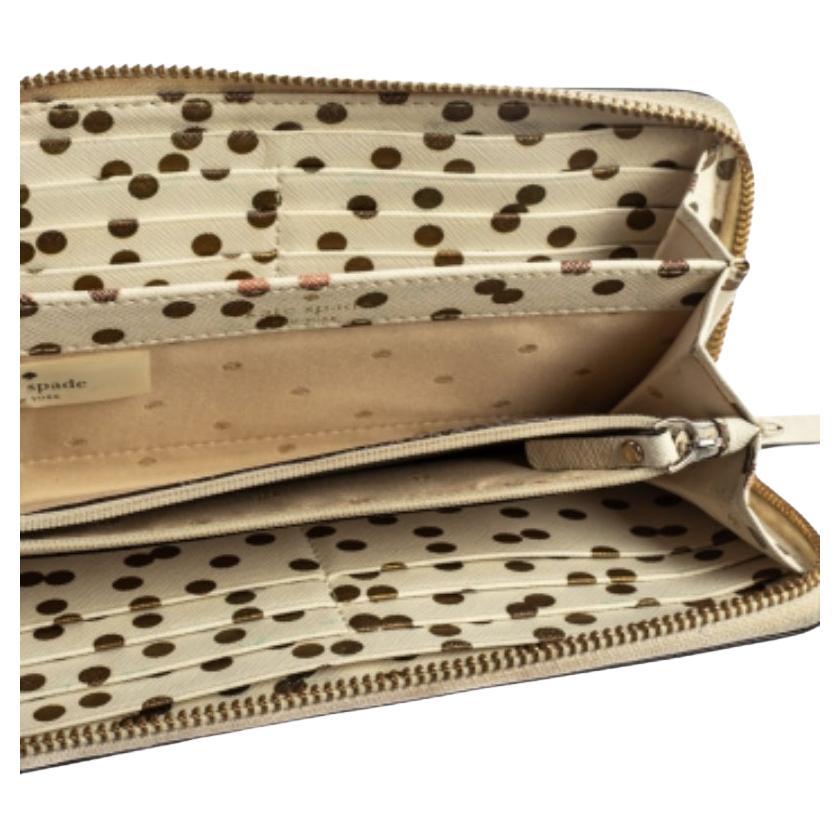 Portefeuille zippé Kate Spade White/Red Polka Dots en vente 3