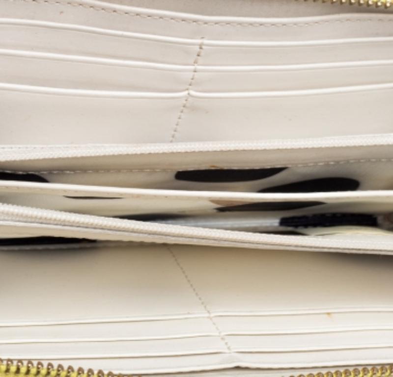 Kate Spade Yellow/Beige Leather Grove Court Lacey Zip Around Wallet For Sale 4