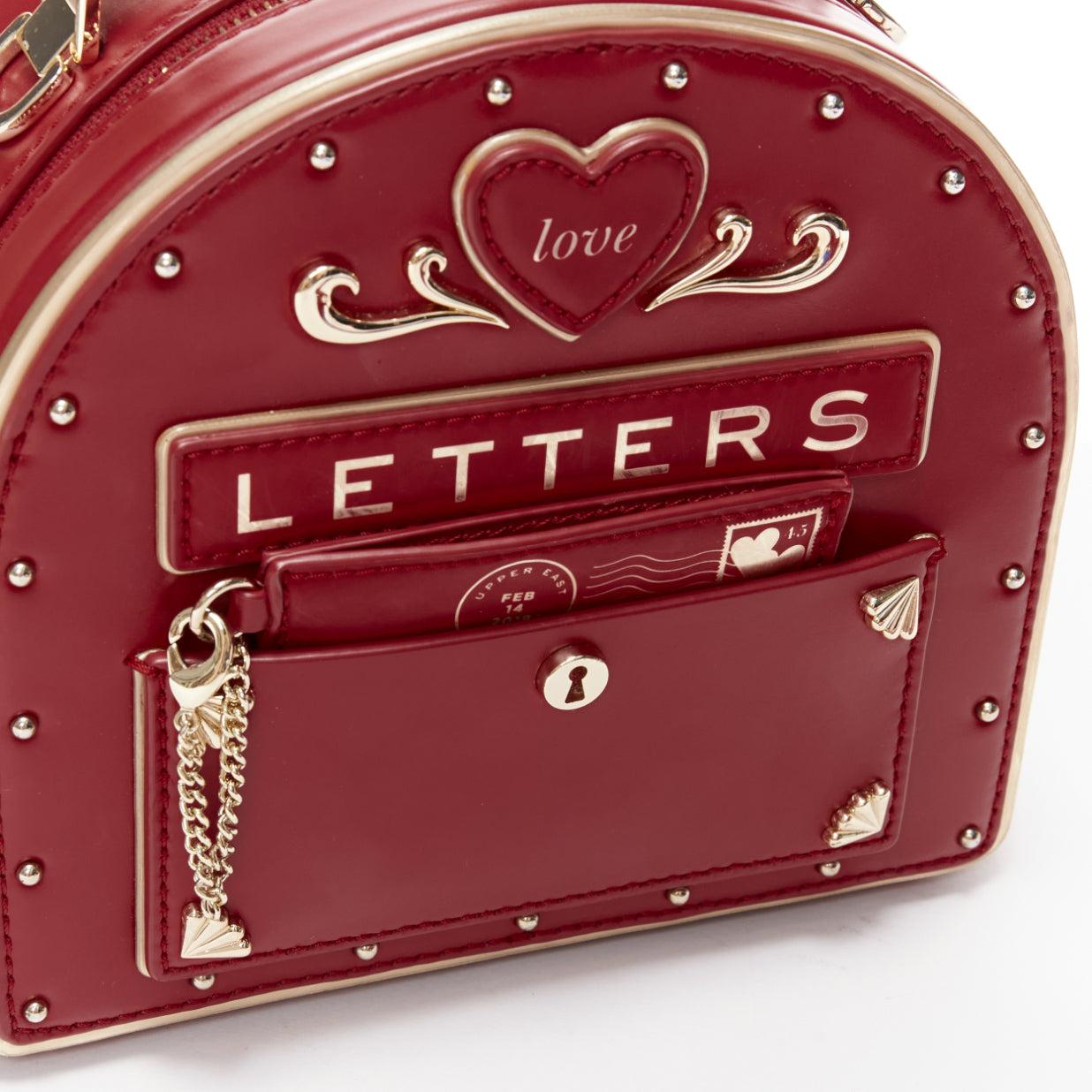 KATE SPADE Yours Truly red gold piping love letter mailbox crossbody vanity bag For Sale 3