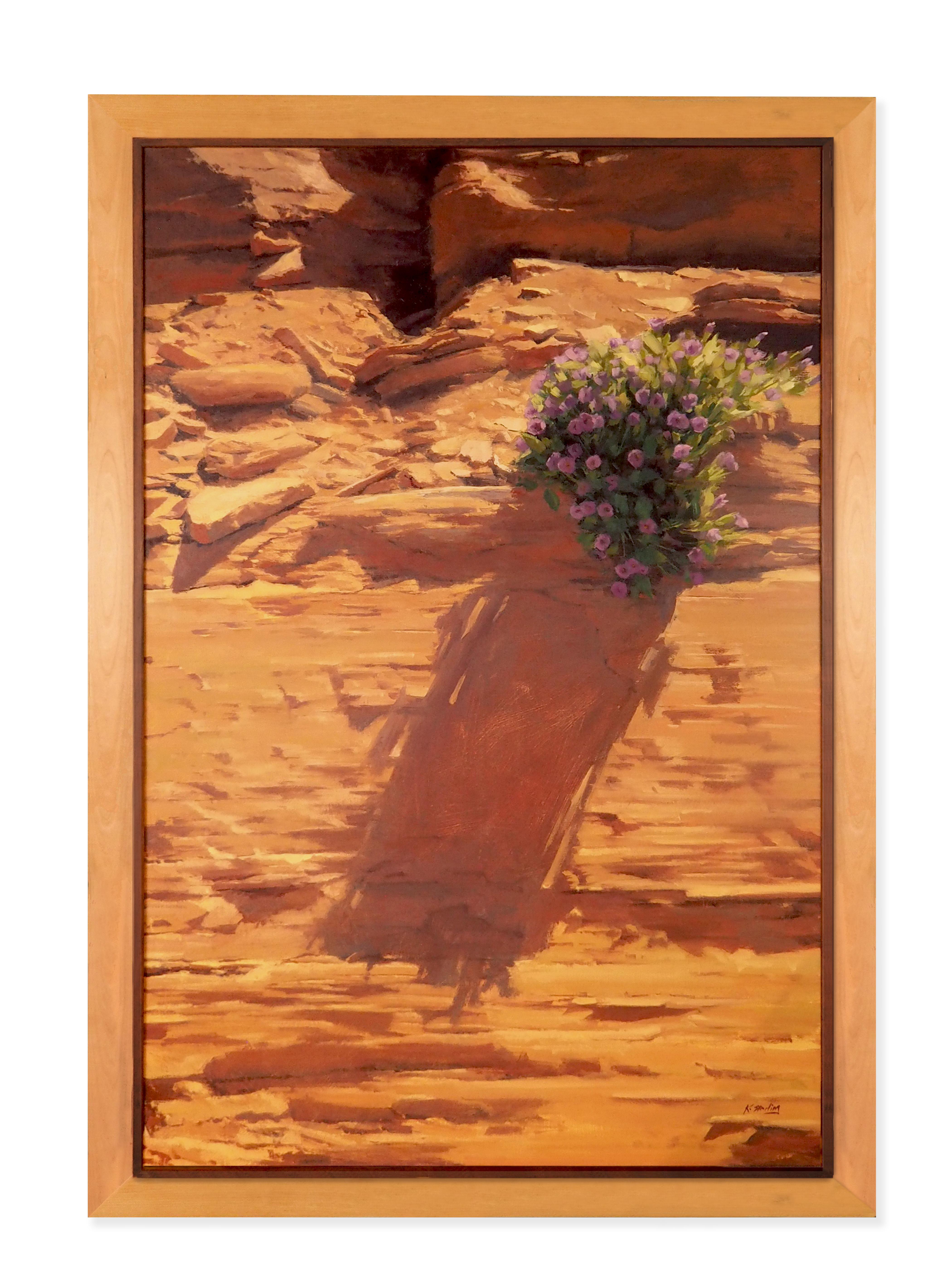 Kate Starling Landscape Painting - Four O'Clock (Luminous contemporary southwestern desert landscape)