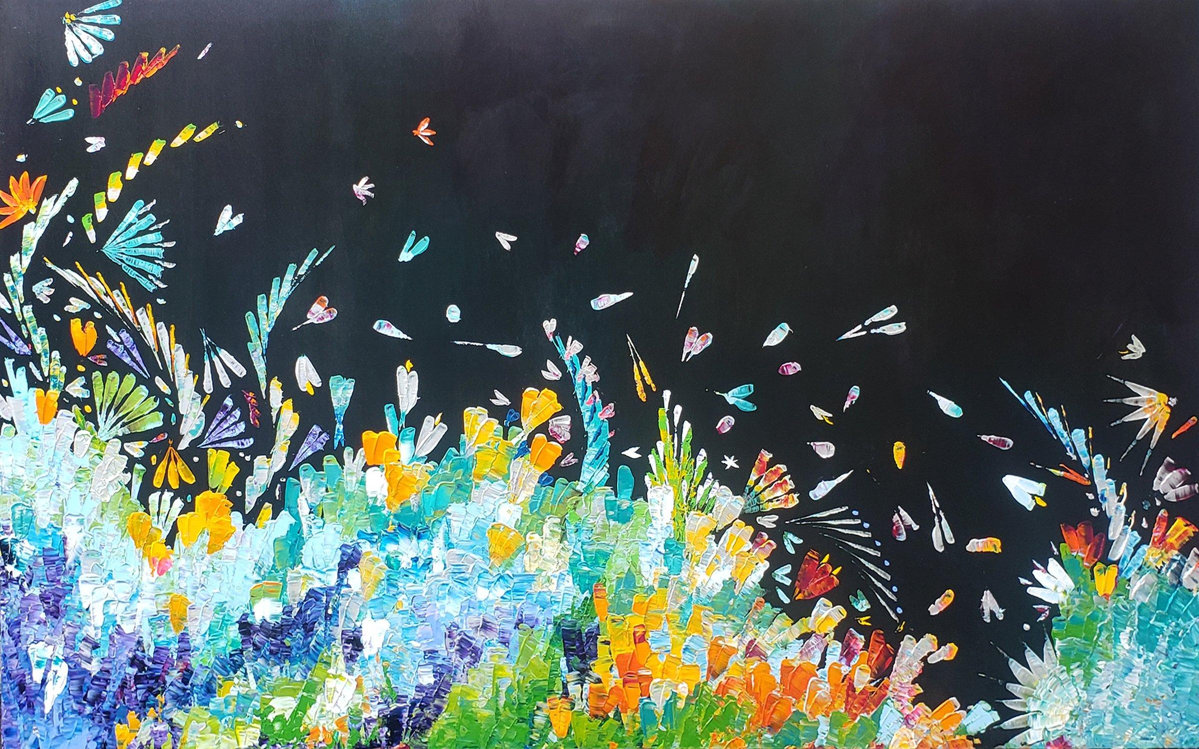 Kate Taylor Abstract Painting - Night Blooms