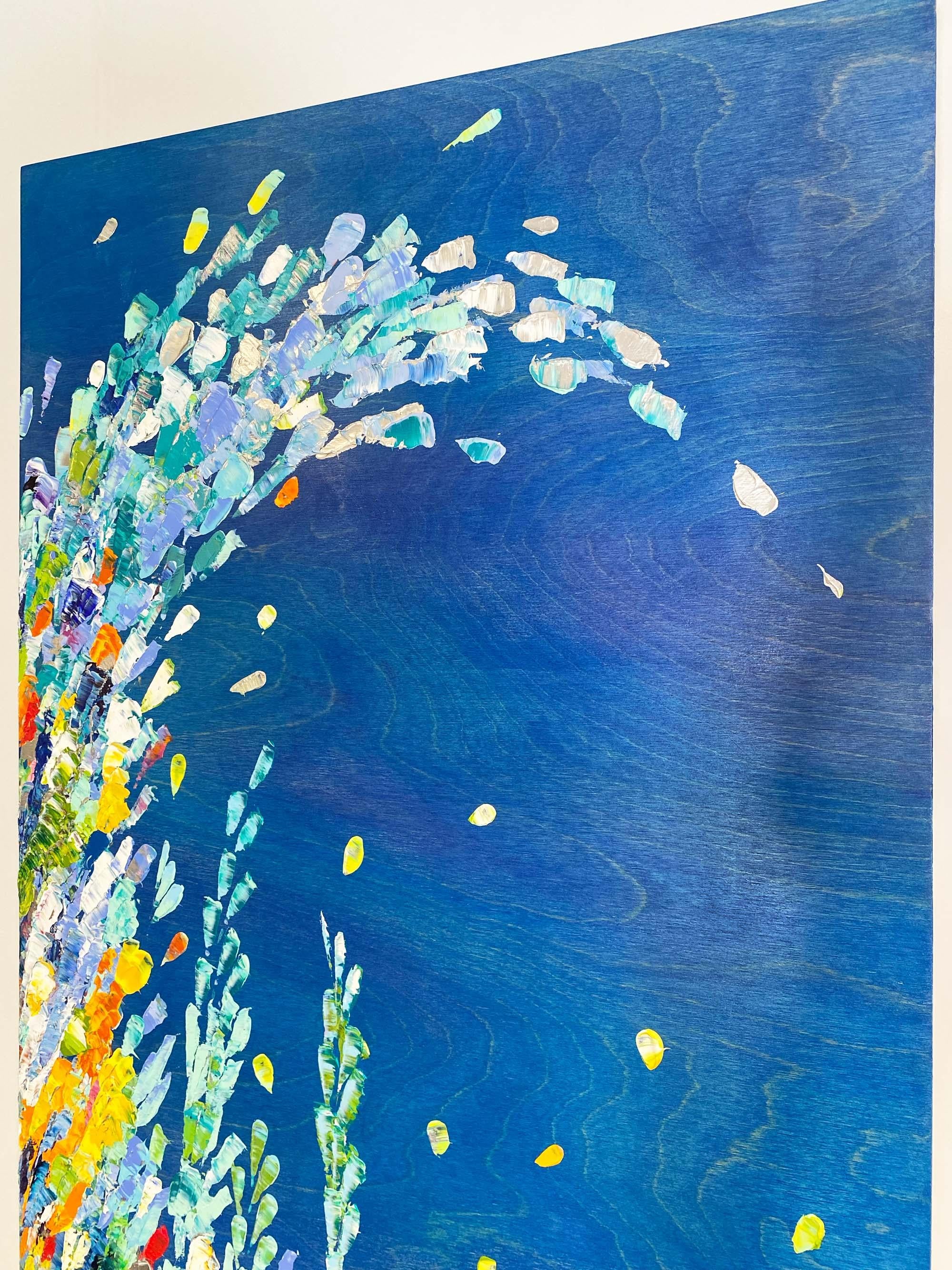 The Tidal Pool, leuchtendes Acryl-Pastellmessergemälde auf Birkenholzplatte (Abstrakt), Art, von Kate Taylor