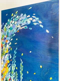 The Tidal Pool, vibrant acrylic palette knife painting on birch panel