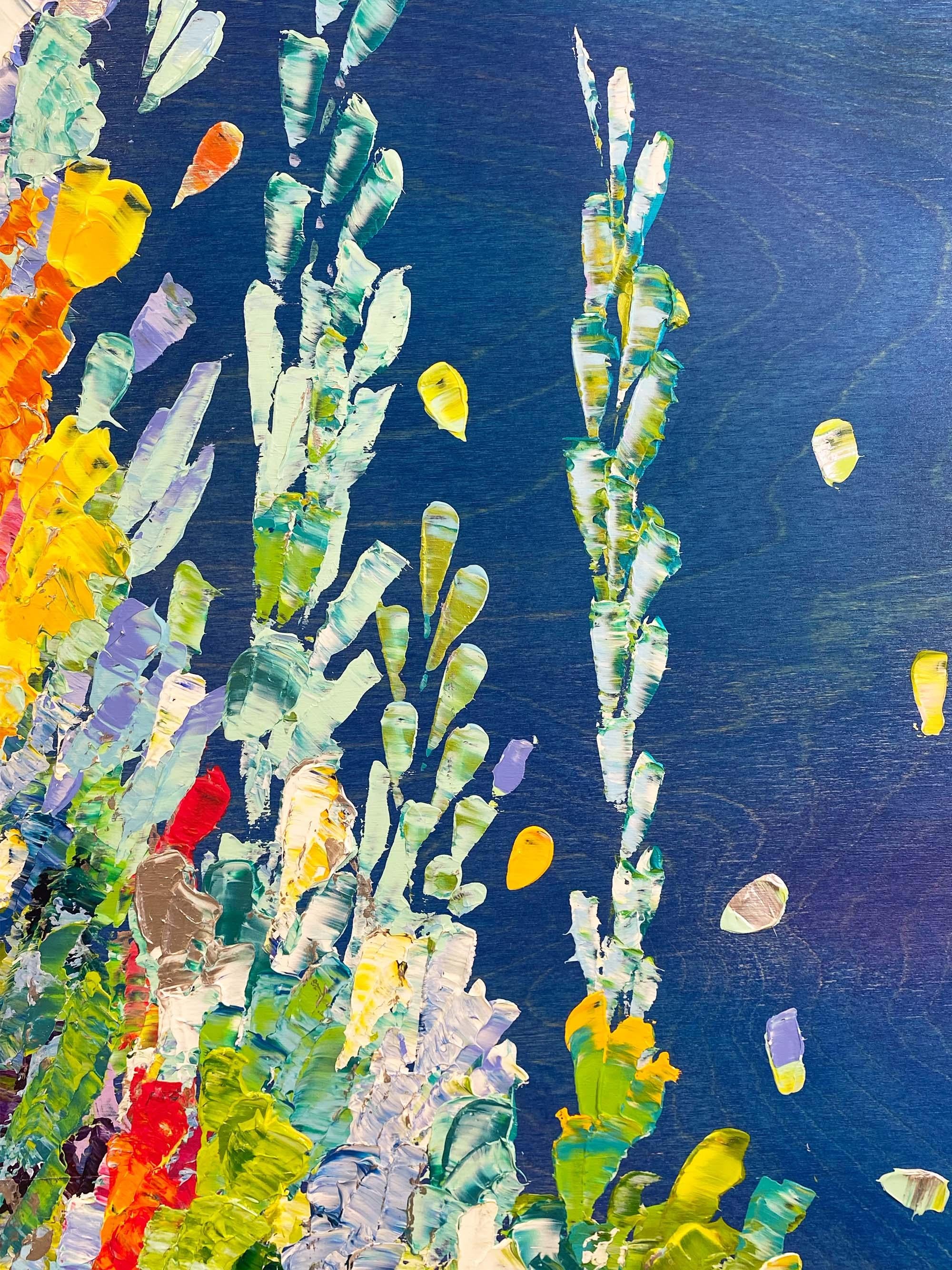 The Tidal Pool, leuchtendes Acryl-Pastellmessergemälde auf Birkenholzplatte im Angebot 1
