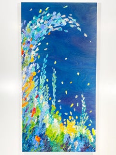 The Tidal Pool, vibrant acrylic palette knife painting on birch panel