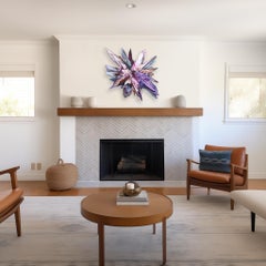 Lilac Hydrangea Glitch - Abstract Vibrant Mixed Media Surreal Sculptural Artwork