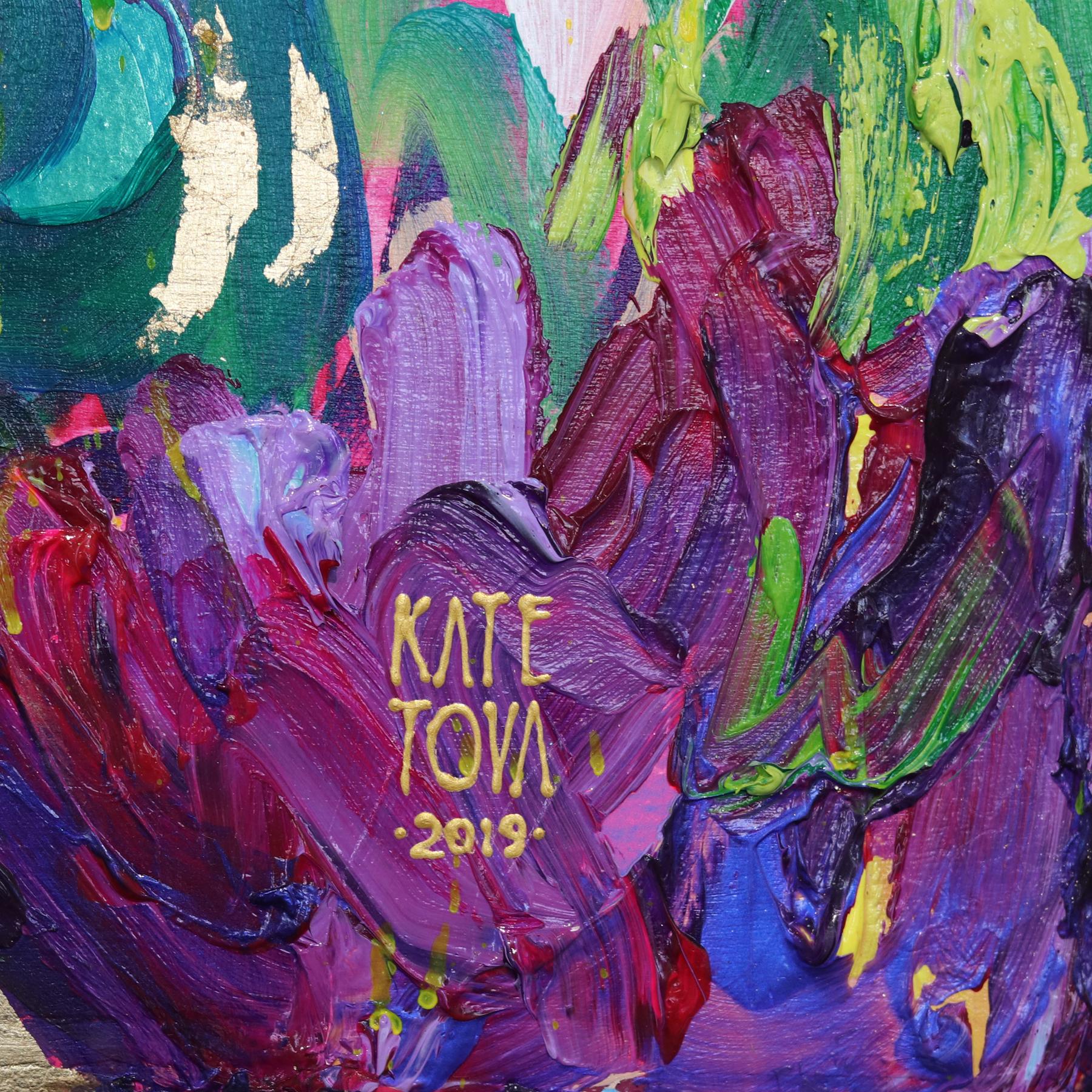 Mardi Gras - Abstrait Vibrant Colorful Mixed Media Figurative Portrait Painting en vente 5