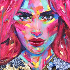 Shelbia - Abstract Vibrant Colorful Mixed Media Figurative Portrait Painting