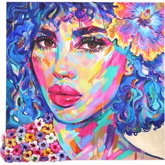 Ultramarine - Abstract Vibrant Colorful Mixed Media Figurative Portrait Painting