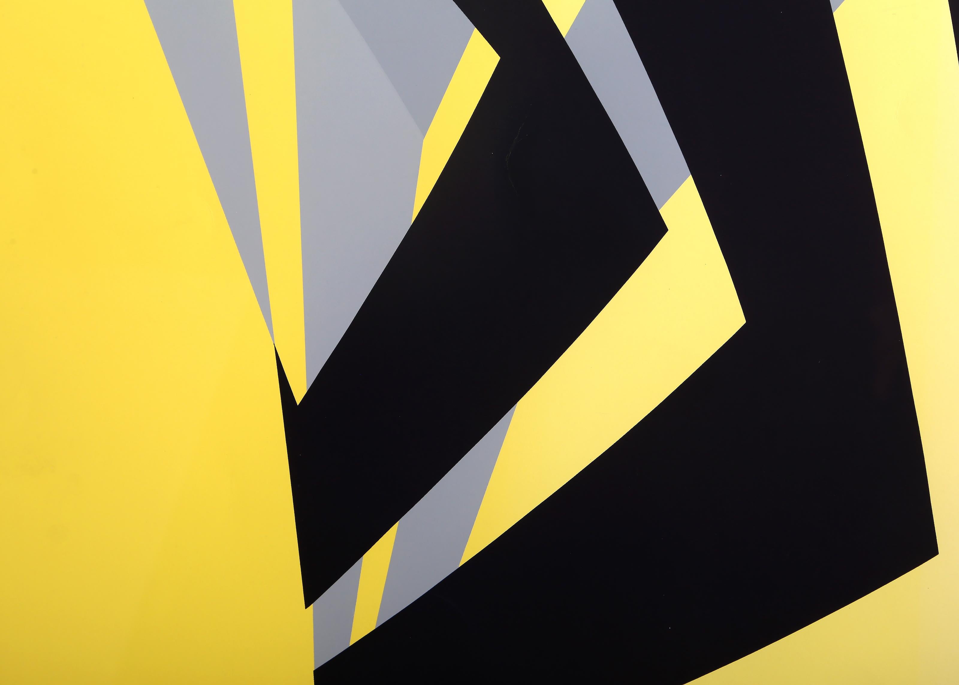 Apparatus in a Yellow Sky, Geometric Abstract Screenprint by Kate Van Houten For Sale 1