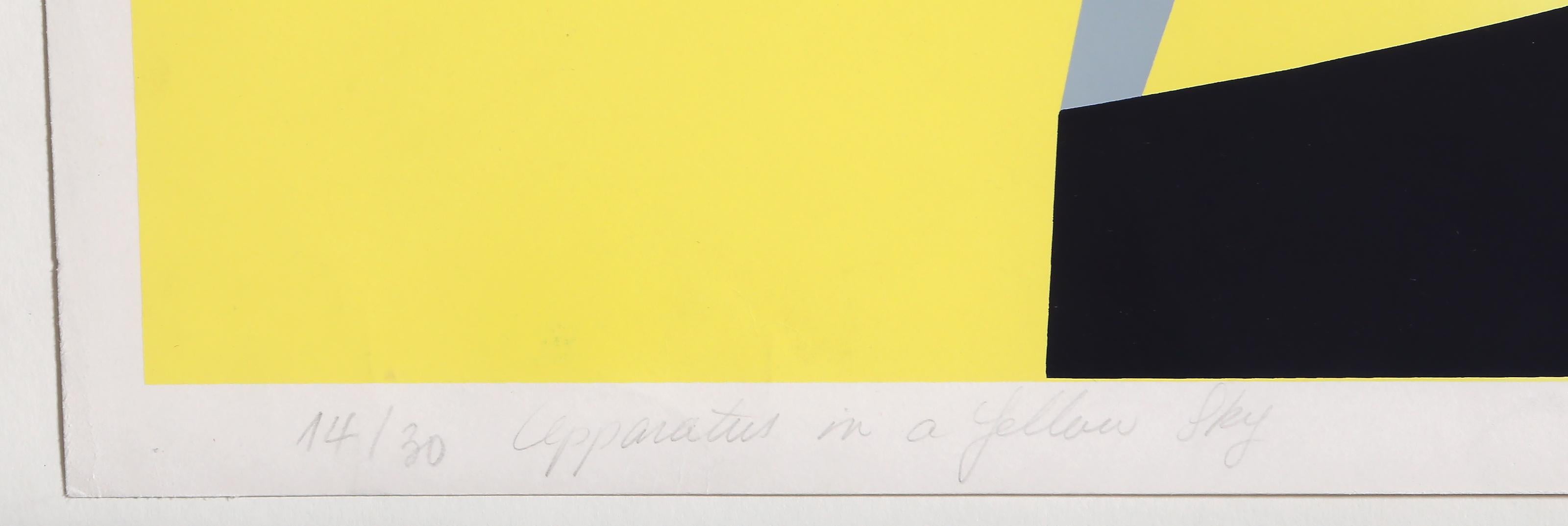 Apparatus in a Yellow Sky, Geometric Abstract Screenprint by Kate Van Houten For Sale 2