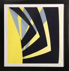 Apparatus in a Yellow Sky, Geometric Abstract Screenprint by Kate Van Houten
