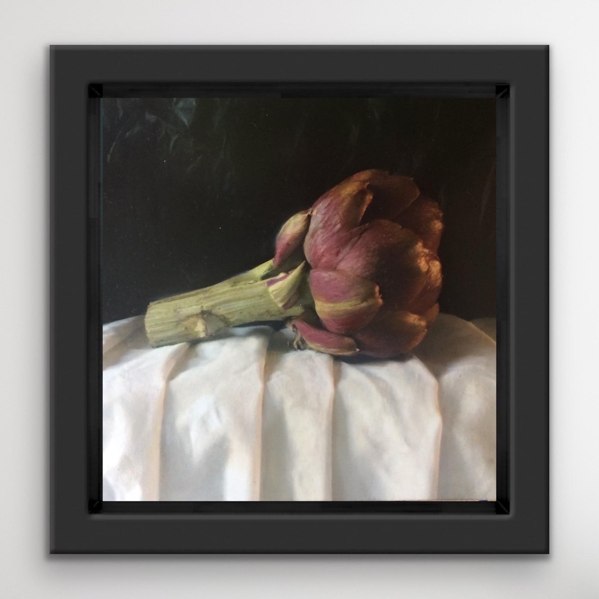 Artichoke is an original oil painting by Kate Verrion. Kate’s photographic style gives her work an intricacy rarely found. Oil Paint on Oil Paper on Wood Block, Liquin Varnish.
Kate Verrion is available online and in our gallery with Wychwood Art.