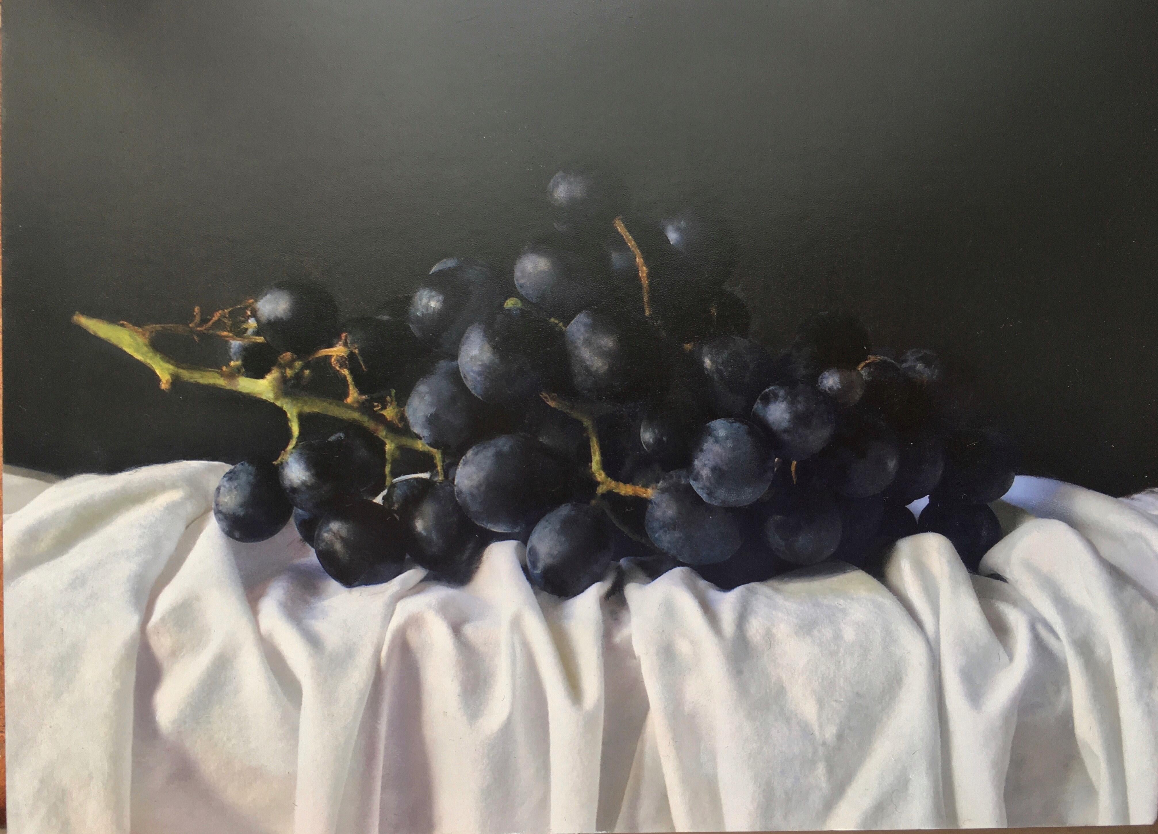 Raisins noirs, Peinture originale, Nature morte, Art réel - Painting de Kate Verrion