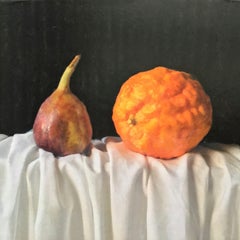 Fig and Marmalade Orange, Original painting, Still life art, Fruit 
