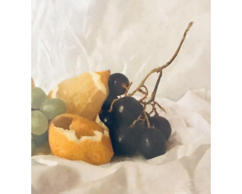 Grapes and Lemon with Oil Paint on Board, Painting by Kate Verrion For Sale 6