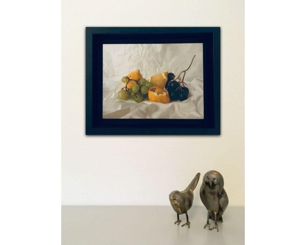 Peinture à l'huile « Grapes and Lemon » sur panneau, par Kate Verrion en vente 8