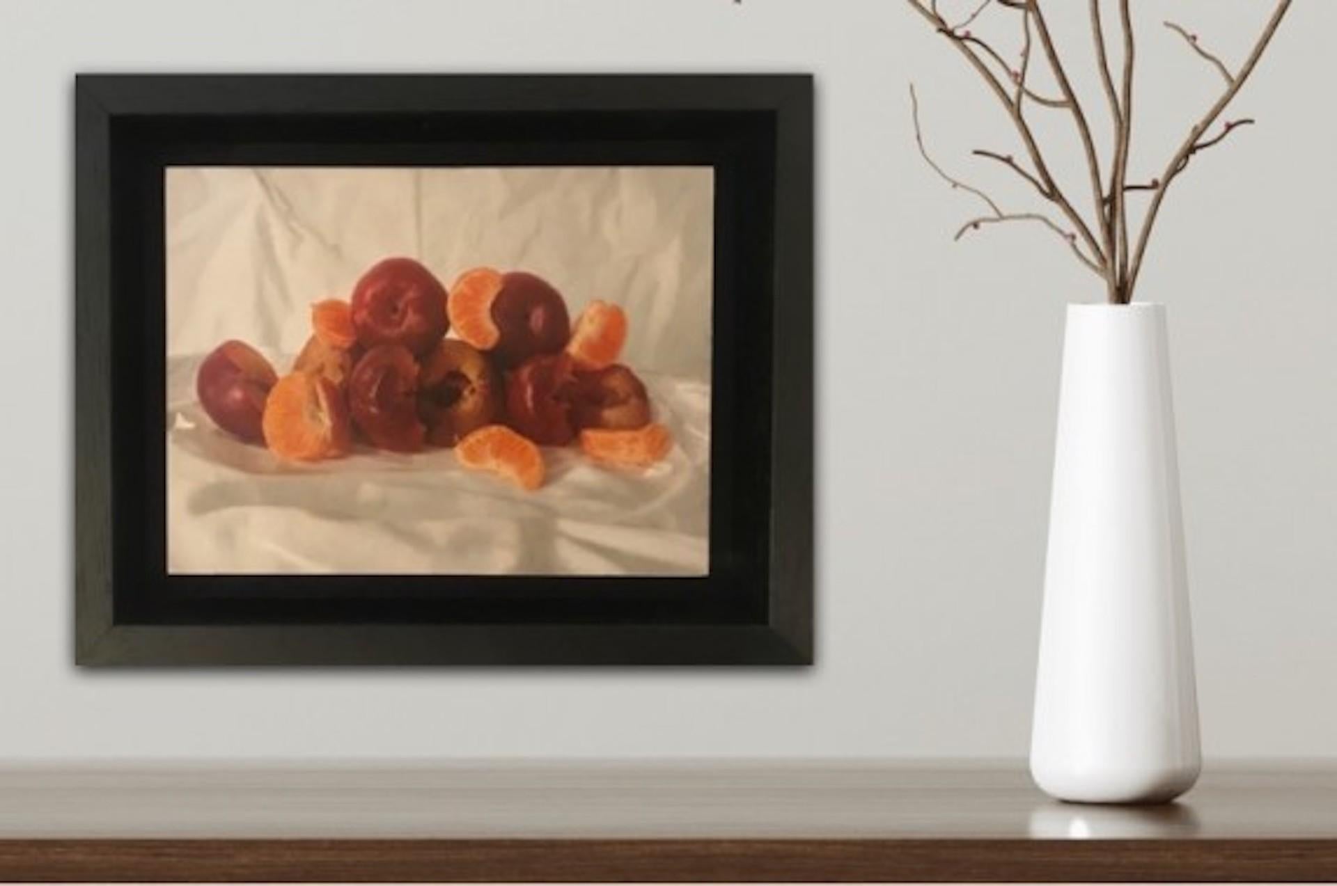Kate Verrion, Cherries and Satsuma, Realist Still Life Fruit Painting 5