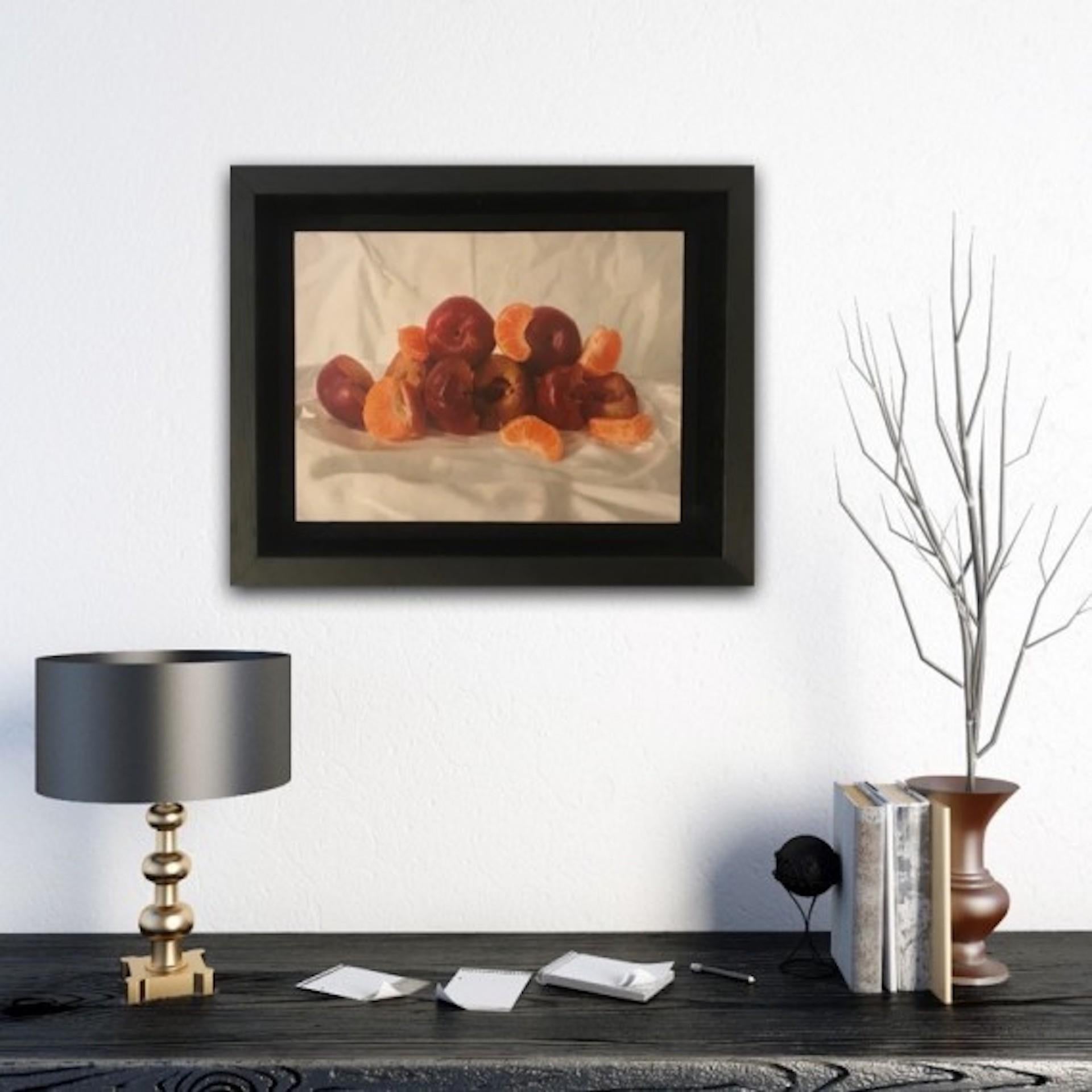 Kate Verrion, Cherries and Satsuma, Realist Still Life Fruit Painting 7