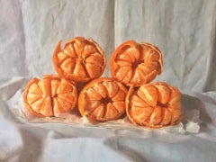 Kate Verrion, Five Satsumas, Still Life Painting, Realist Fruit Painting