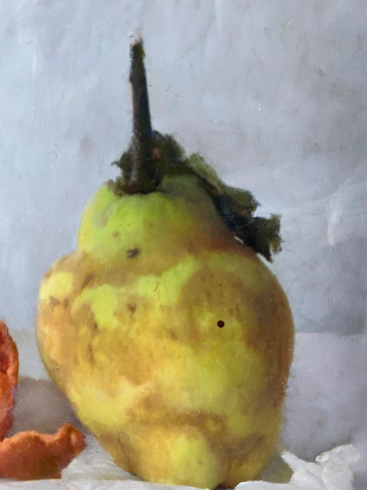Kate Verrion, Two Pears and a Satsuma, Original Still Life Painting, Art Online For Sale 2