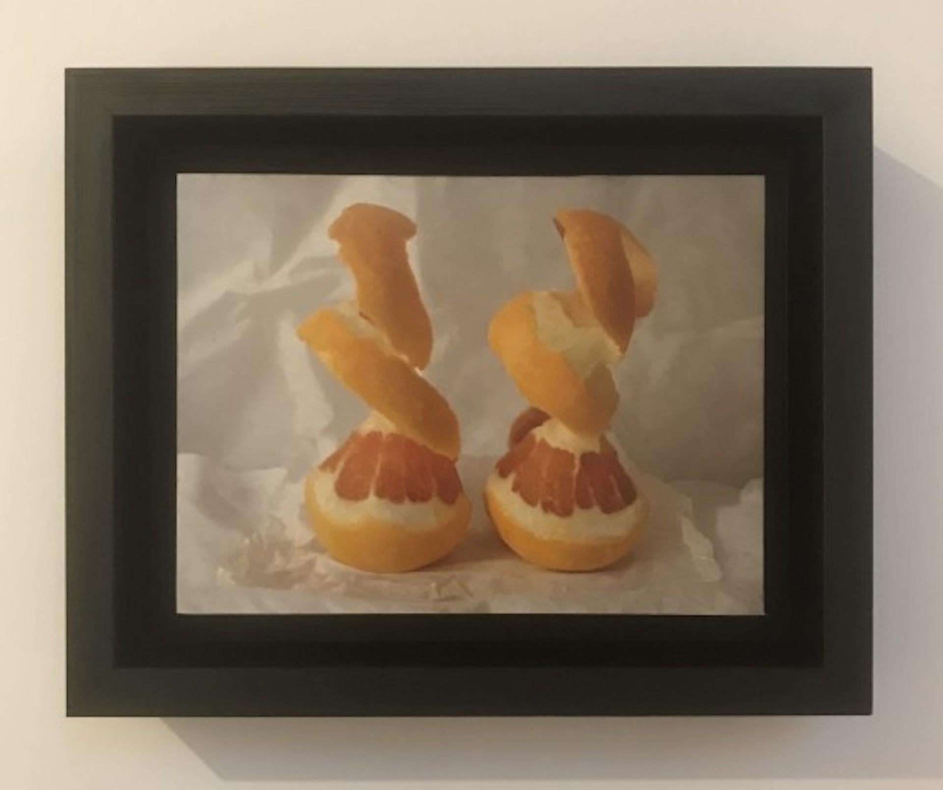 Kate Verrion, Two Peeled Oranges, Affordable Art, Original Still Life Painting 1
