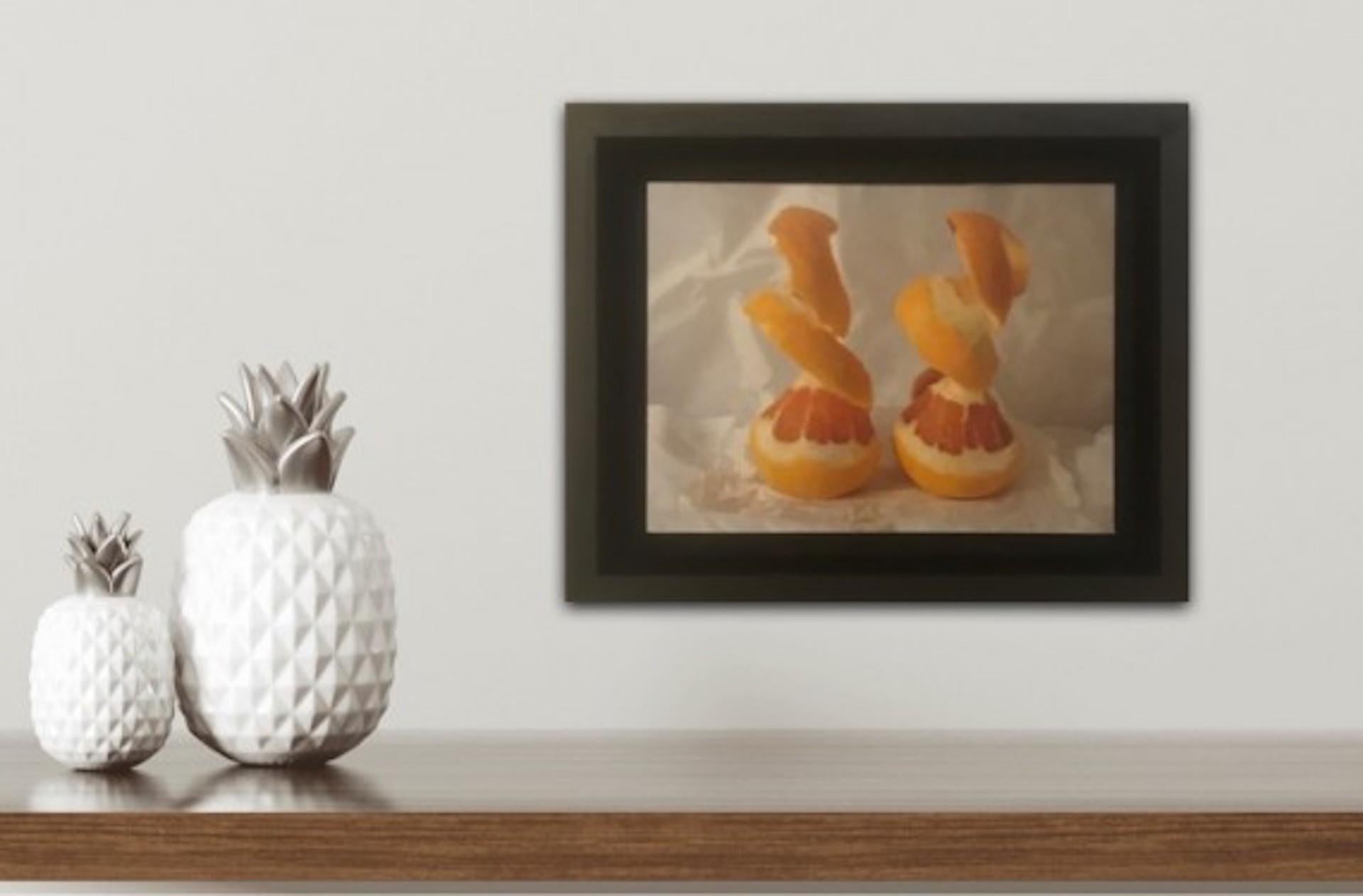 Kate Verrion, Two Peeled Oranges, Affordable Art, Original Still Life Painting 7