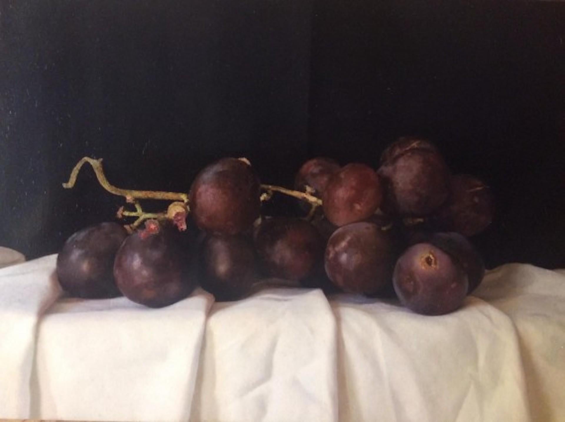 Large Grapes, Kate Verrion, Original Fruit Still Life Painting, Affordable Art